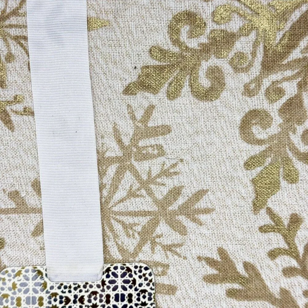 Cynthia Rowley Ornate Gold Snowflake Tablecloth 60x104 Sparkle Christmas Holiday